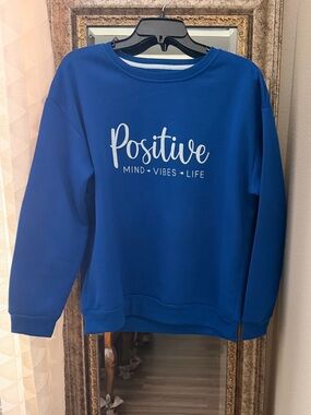 Blue "Positive" Graphic Sweatshirt